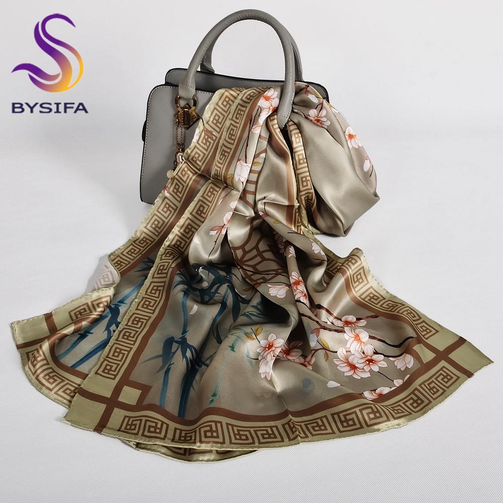 BYSIFA|Fall Winter Pink Silk Scarf Hijab Elegant Magnolia Long Scarves Shawls Fashion Accessories Brand Head Neck Scarves Wraps