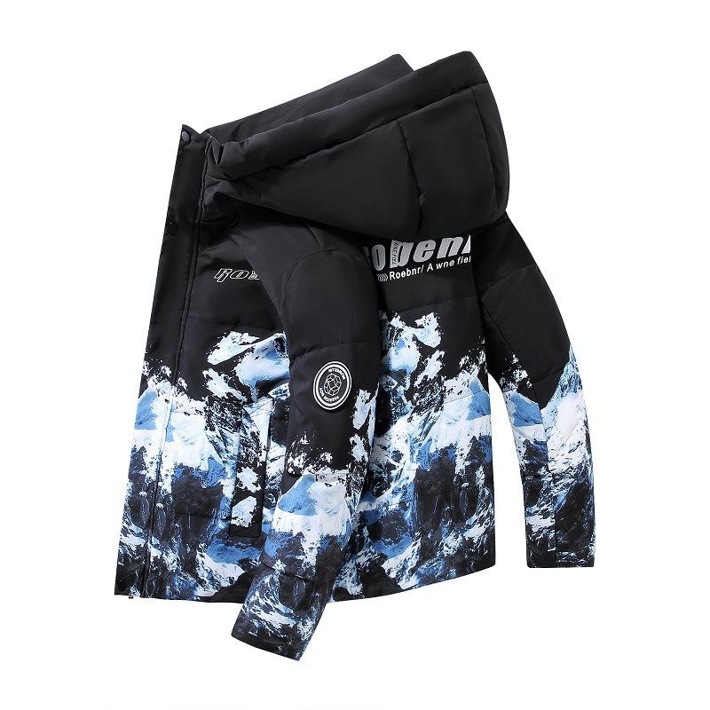 Новый пуховик для мужчин Молодежный зимний уличный Утепленный теплый капюшон Корейская версия Снежной горы