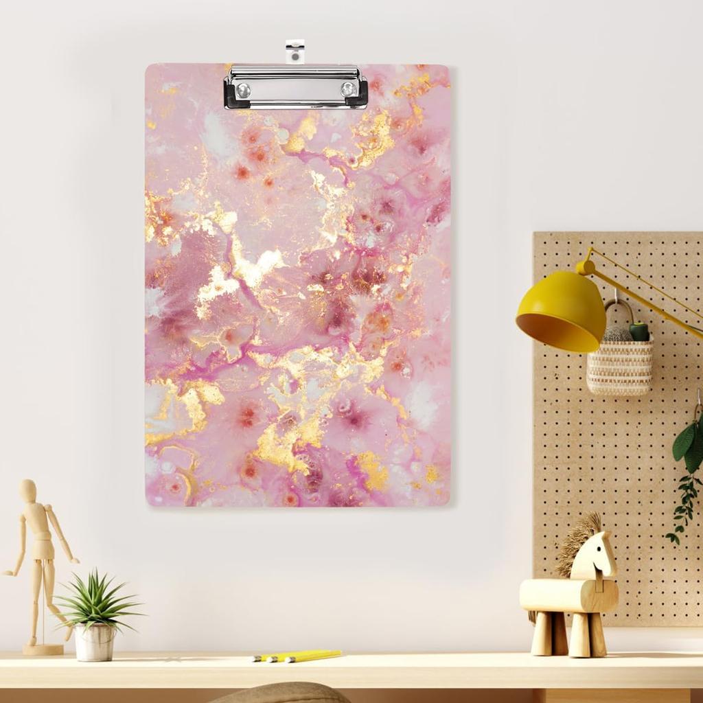 WAVEYU Cute Clipboard, Decorative Office Fashion Hardboard Wood Nursing Clip Board for Standard A4 Letter Size for Students, Women,12.5"x 9",