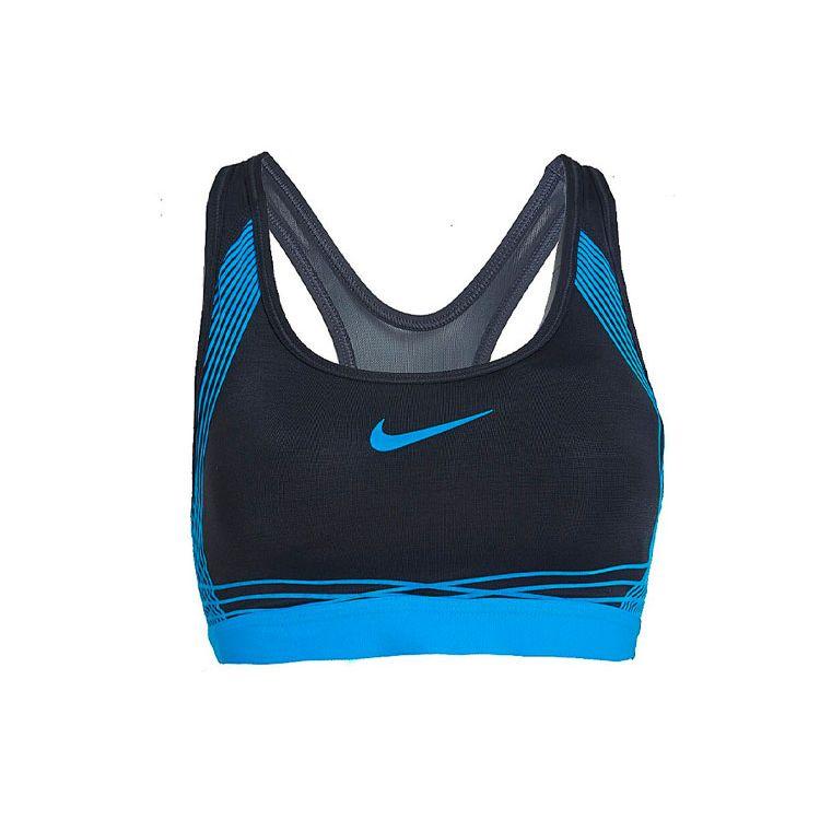 Nike Логотип печати дышащий спортивный бюстгальтер женское нижнее белье синий 805308-015