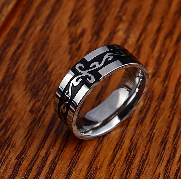 Кольцо с узором дракона в китайском стиле, ретро, мужское, из титановой стали, тренд