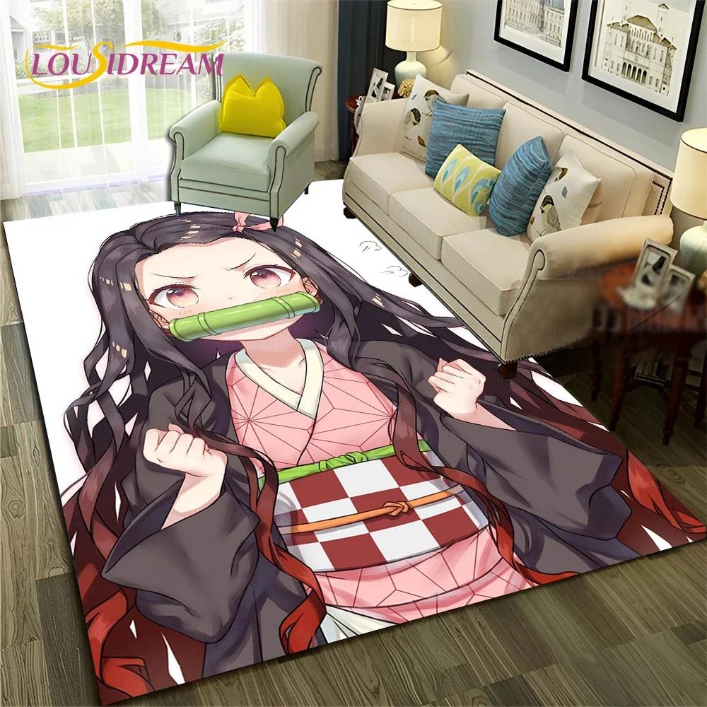 Ковер Kamado Nezuko Demon S-Slayer в стиле аниме для спальни, гостиной, домашнего дивана, украшения, детский игровой большой декоративный напольный коврик