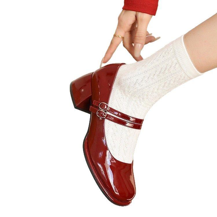 French High Heel Mary Jane Shoes With Chunky Heel For Casual Womens Spring Summer
