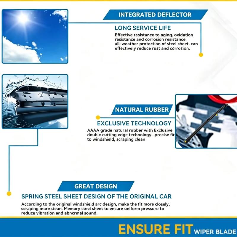 Wiper LHD Front Rear Wiper Blades Set For Opel Corsa D 2006 - 2014 Windshield Windscreen Window Brushes 26"+16"+12" Wipers Blades 3