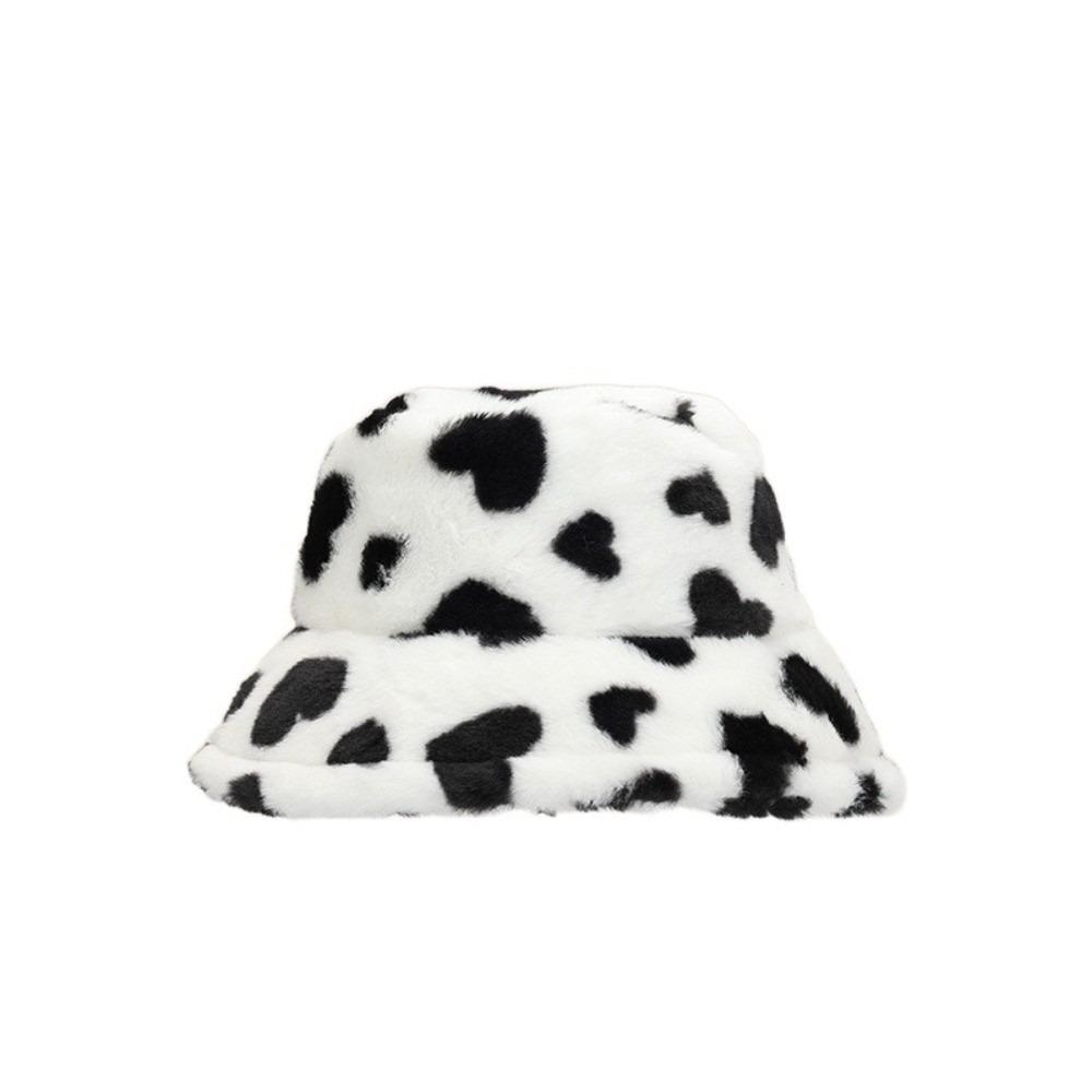 Cute Faux Fur Plush Fisherman Hat Thicken Warm Love Heart Bucket Hat Coldproof Fluffy Winter Plush Hat Autumn
