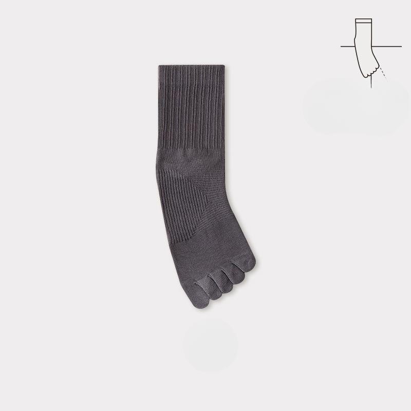 Five Fingers Socks Men's Autumn New Solid Colour Men's Cotton Antibacterial Anti-odour Anti-pilling Breathable Sweat Casual Mid-calf Men's Socks