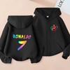 Kids Zipper Style Letters CR7 Pink Cardigan Hoodie Sweatshirt Girl Boy 3-12 Years Leisure Fashion Trend Top Sports Coat Clothing