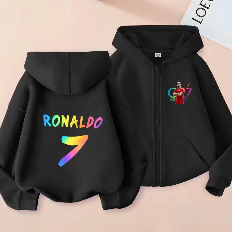 Kids Zipper Style Letters CR7 Pink Cardigan Hoodie Sweatshirt Girl Boy 3-12 Years Leisure Fashion Trend Top Sports Coat Clothing