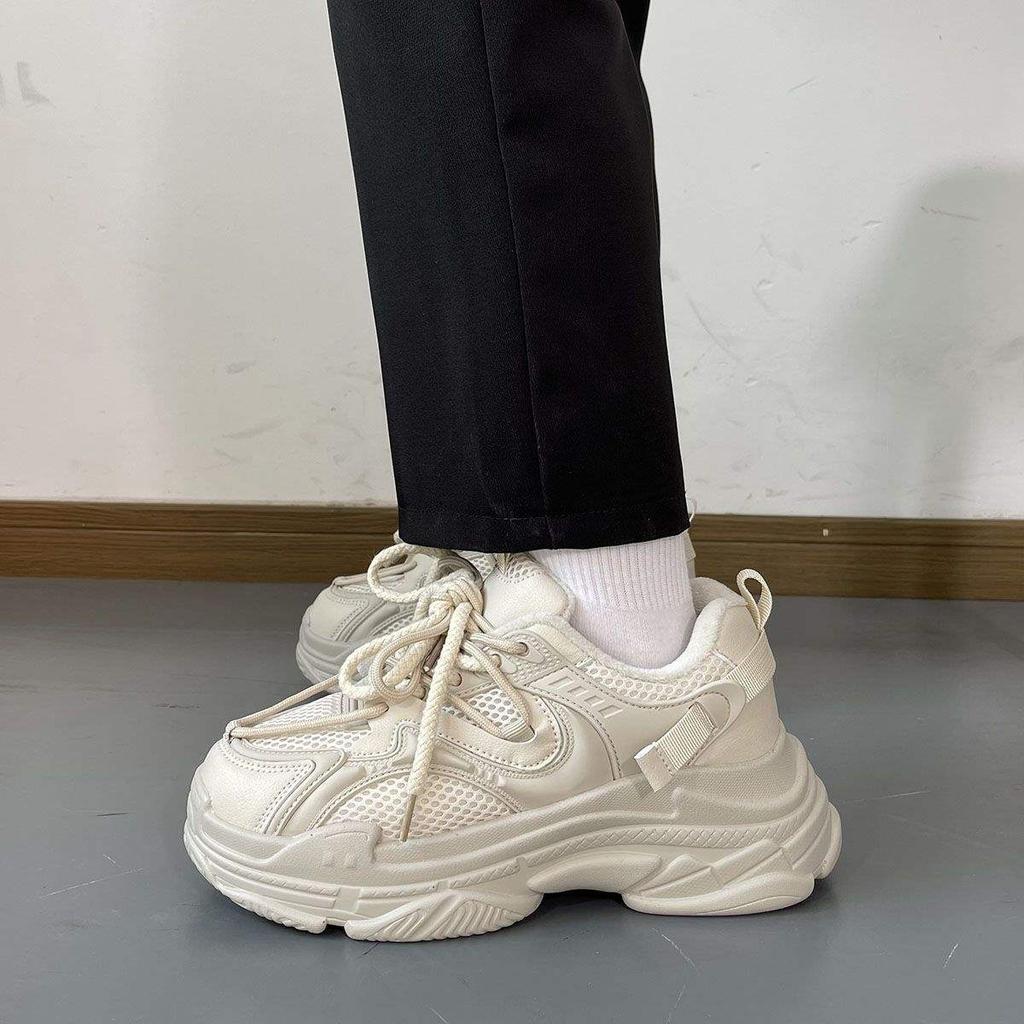 Обувь мужская ins2025 зима новая ретро платформа бархатные папины кроссовки мужские пары универсальная спортивная обувь хлопковая обувь