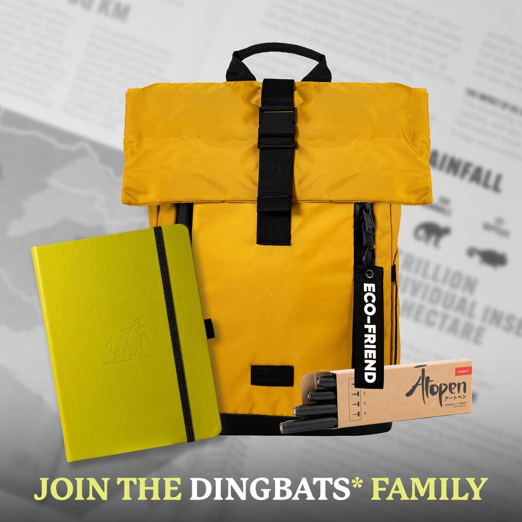 Дингбаты - Блокнот A5 Medium Earth Dot, Лайм Ясуни - Твердый переплет - Кремовая бумага 100 г/м² с защитой от чернил - Нумерованные страницы, страницы для индекса и ключа (земной шар)