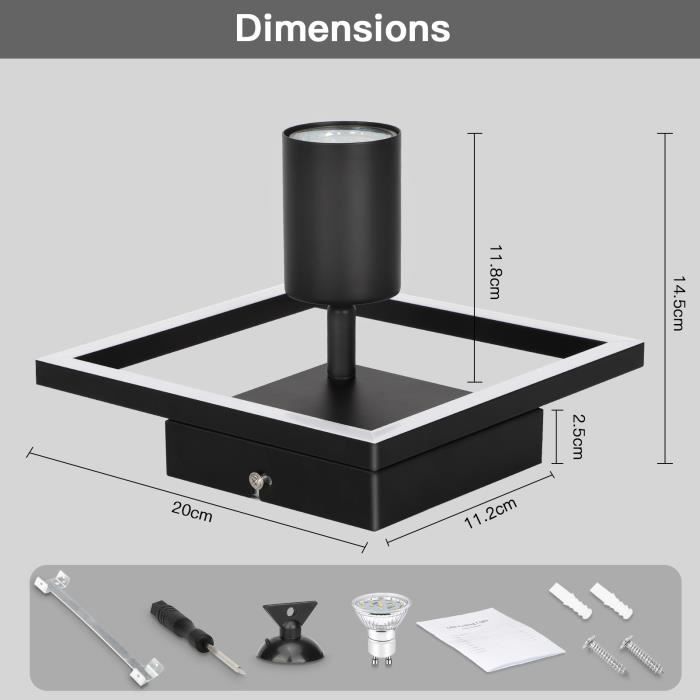 Plafonnier LED - Kambo - 18W - Noir - GU10 - Blanc Neutre 4000K - Dimmable Non