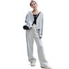 Hoodie and Tracksuit Sweatshirt with Sports Casual Loose Korean Plus NTZ05 D.IIZOO Women's Spring/Autumn 2-Piece Set, Zip-Up Pants, Loungewear, Fit,
