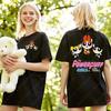 Аниме-футболка Powerpuff Girls Модная Каваи Женская одежда Круглый вырез Летняя Хлопковая Футболка с коротким рукавом Ретро Тренд Крутые Уличные Топы