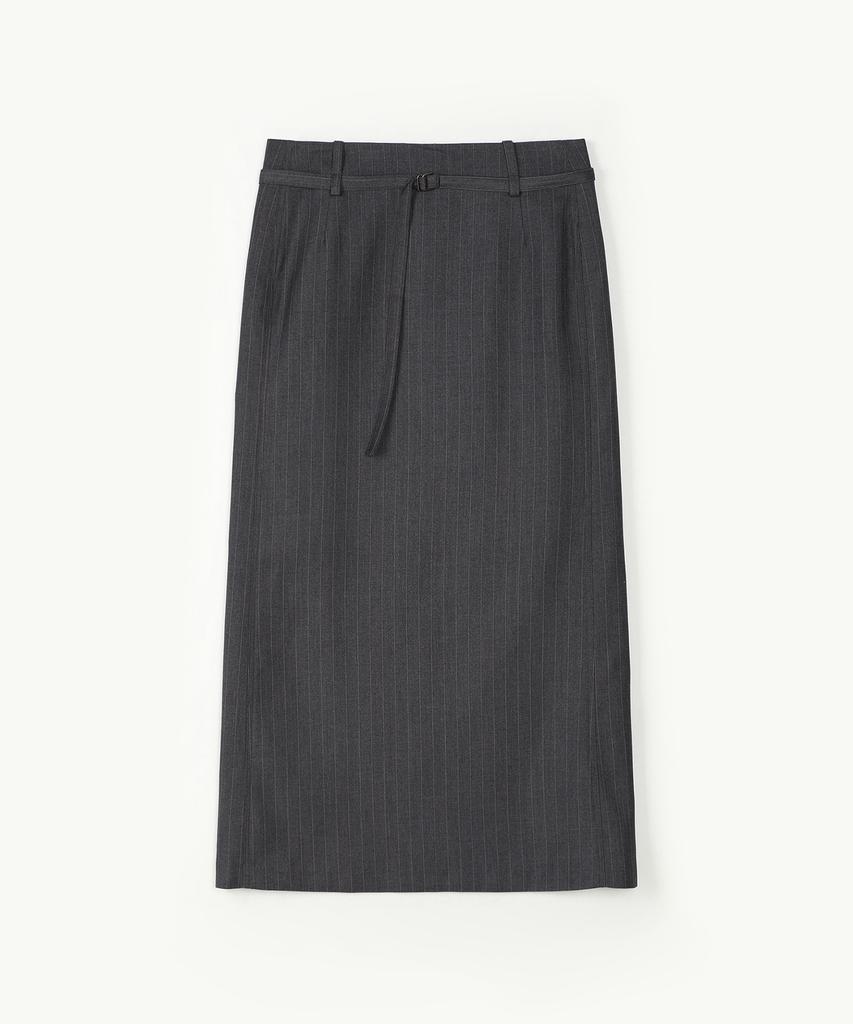 Awi Stripe H-Line Skirt_Charcoal