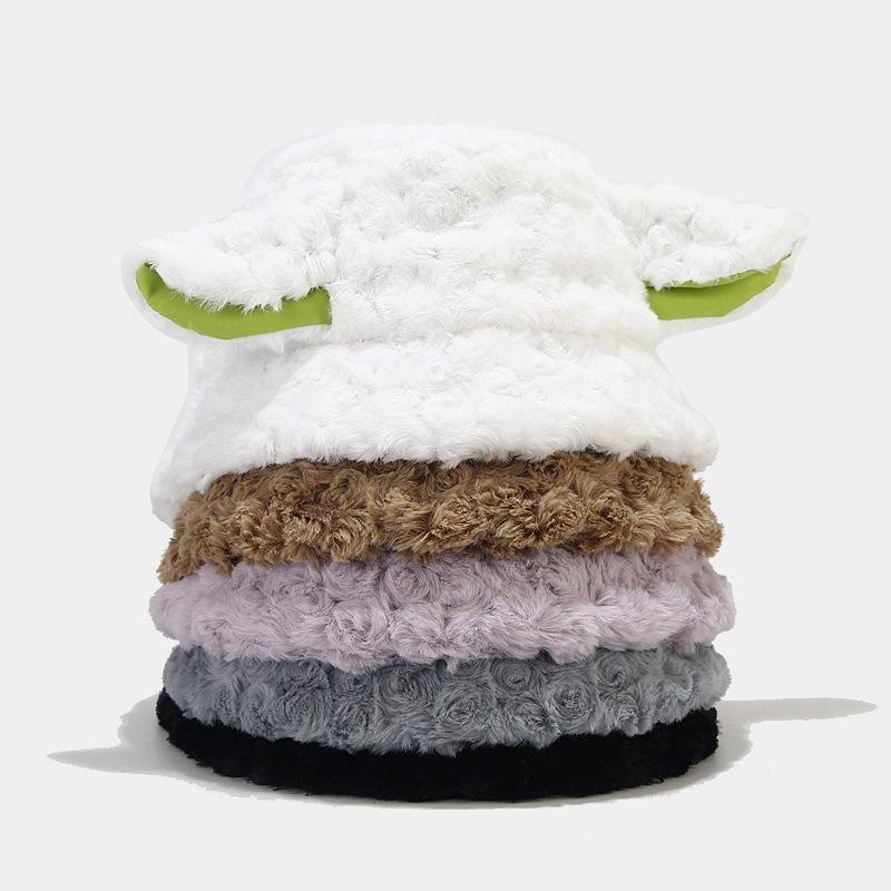 High quality lamb ear hat women autumn and winter thickened warm basin hat Korean version Internet celebrity playful bucket hat