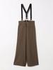 Caranciel Women's Wide-Leg Pants, Machine Washable, Check Pattern with Suspenders, Brown, Size 40 (Product Code: 613150011)