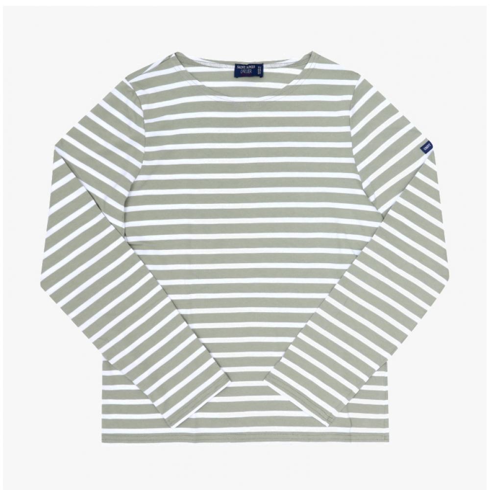 Saint James Унисекс Футболка с длинным рукавом Modern Stripe 9858 Миндаль Снег