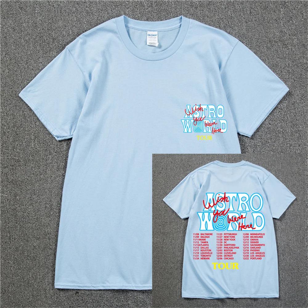 New Summer Hip Hop T Shirt Unisex Women Cactus Jack Harajuku TShirts WISH YOU WERE HERE Letter Print Tee Tops