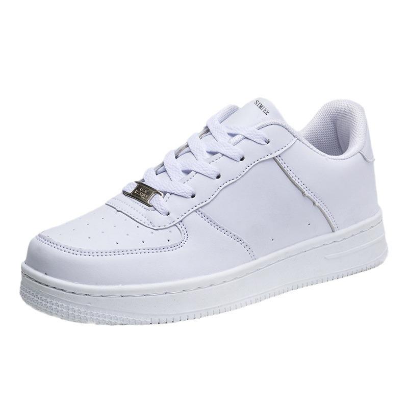 Маленькие белые туфли для пары, повседневные спортивные низкие кеды на четыре сезона, простые повседневные модные туфли на толстой подошве, обувь для скейтборда