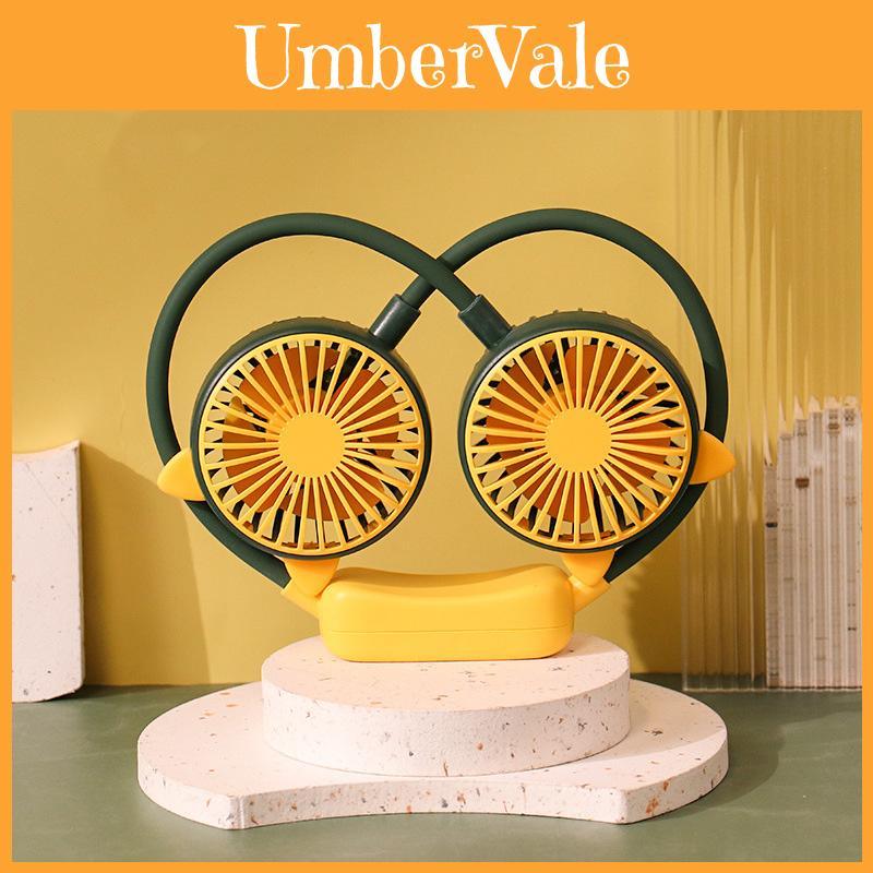 Cute Portable Usb Rechargeable Neck Hanging Fan With High Wind Power