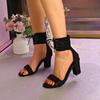 Fashion Women's Shoes 2025 New Cover Heel Women's Sandals Fashion Peep Toe Dress Sandals Women Summer Plus Size Solid Heeled Sandals