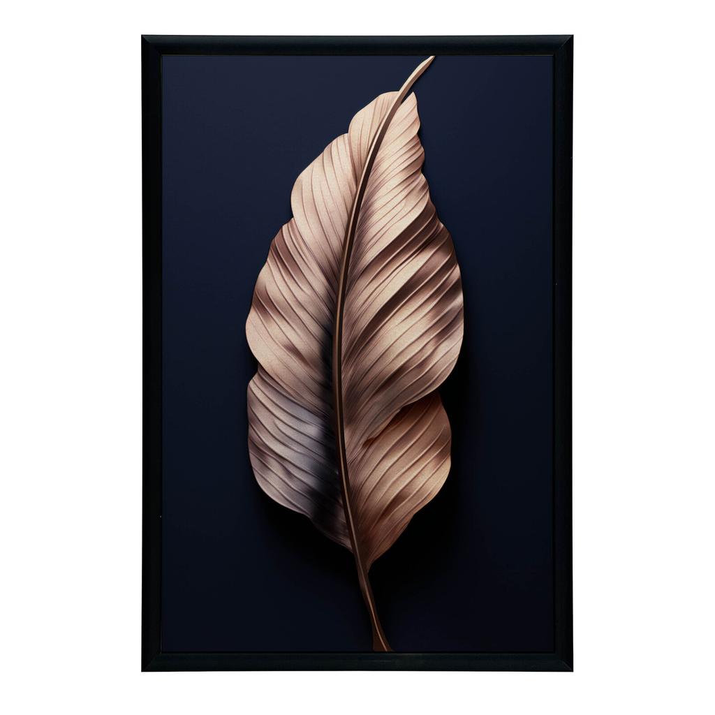 Luksusowy Liść W Różowym Złocie Luksusowy Liść W Różowym Złocie, 30X40 Cm, Rama Aluminiowa Złota, Papier Matowy 230 Gsm