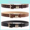 Womens Leather Pu Stone Pattern Belt With Alloy Buckle For Casual Office Wear