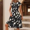 New Fashion Printed Daily Versatile Women'S Summer Loose And Casual Solid Color Cotton And Hemp Long Dress