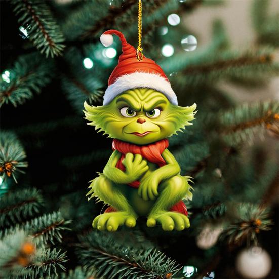 10 шт. Рождественские елочные украшения акриловые милые зеленые эльфы кукольные подвески праздничные подвесные украшения для окна автомобиля стены