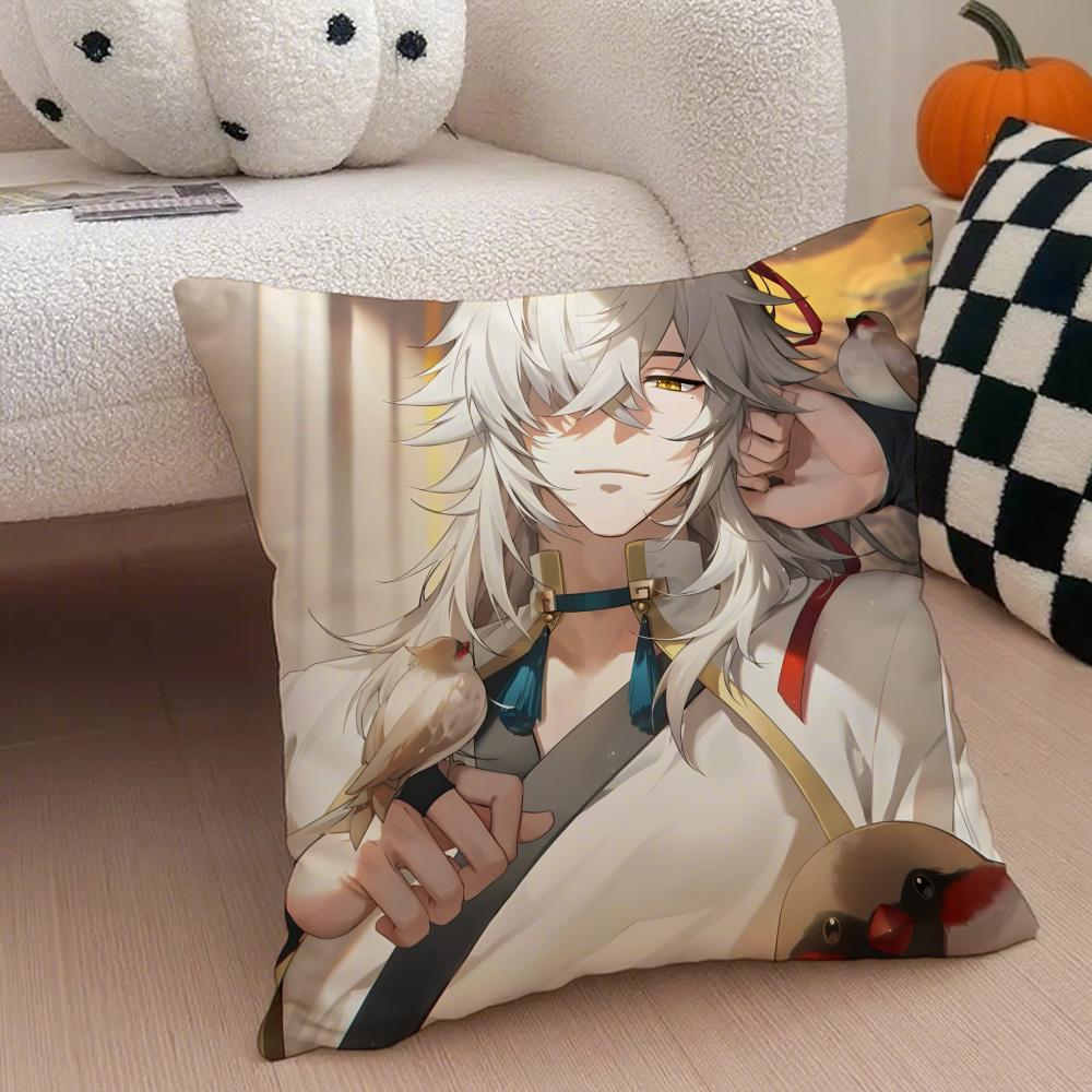 JJing Yuan Star Rail Hit Game Character Cushion Cover Throw Pillow Cover Hidden Button Durable Polyester Chair Cushion