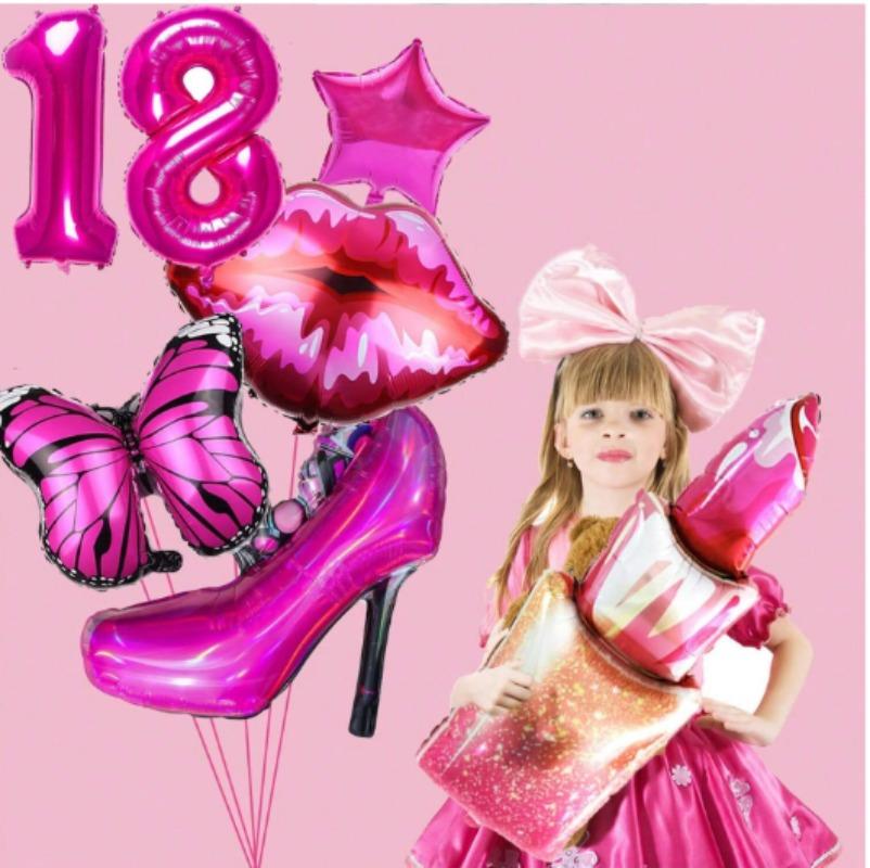 Розовые воздушные шары для девочек, воздушные шары на день рождения для девочек, принадлежности для вечеринки по случаю дня рождения принцессы, ярко-розовый набор воздушных шаров на высоких каблуках для вечеринки по случаю дня рождения девочки