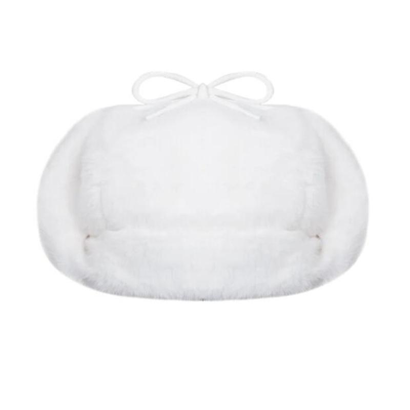 Y2K Fashion Winter Warm Cute White Cat Plush Ear Protection Hat