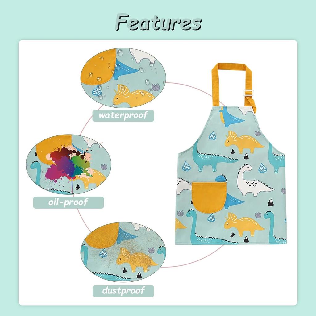 Детские фартуки для девочек и мальчиков, водонепроницаемый кухонный фартук для детей с карманами, регулируемый ремень для детей, приготовление пищи, выпечка, рисование, садоводство
