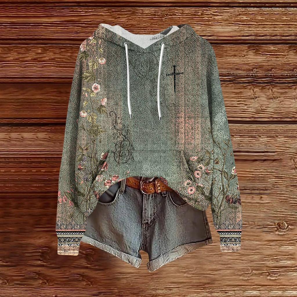 Women's Fashion Casual Long Sleeve Solid Color Hooded Sweatshirt Tops