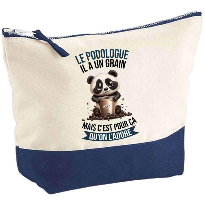 Trousse de maquillage - PLANETEE - Le Podologue Panda Grain - Grand format - Coton - Impression sublimation HD (Fabriquée en France)