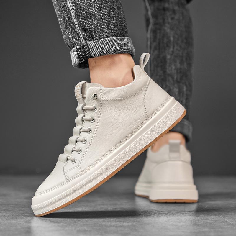 2024Men Handmade Flat Designer Sneakers Casual Leather High Top Lightweight Breathable Outdoor Walking Shoes Sports Tenis Shoes