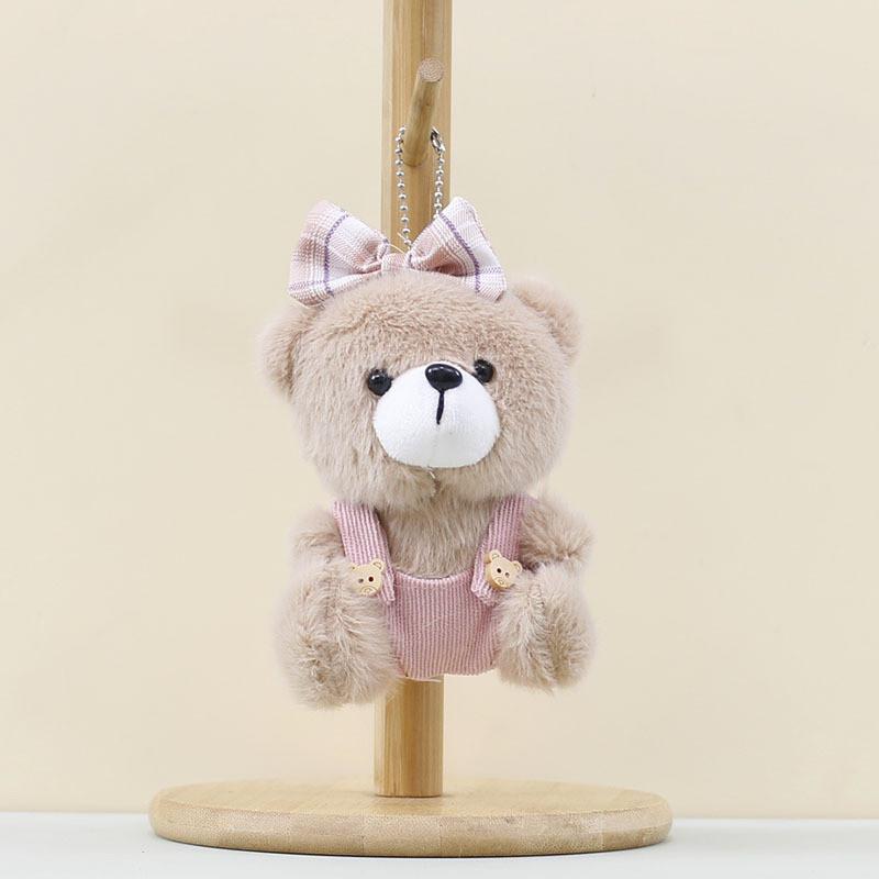 Bear Cartoon Adorable Plush Keychain With Pp Cotton Filling For Bag Decor