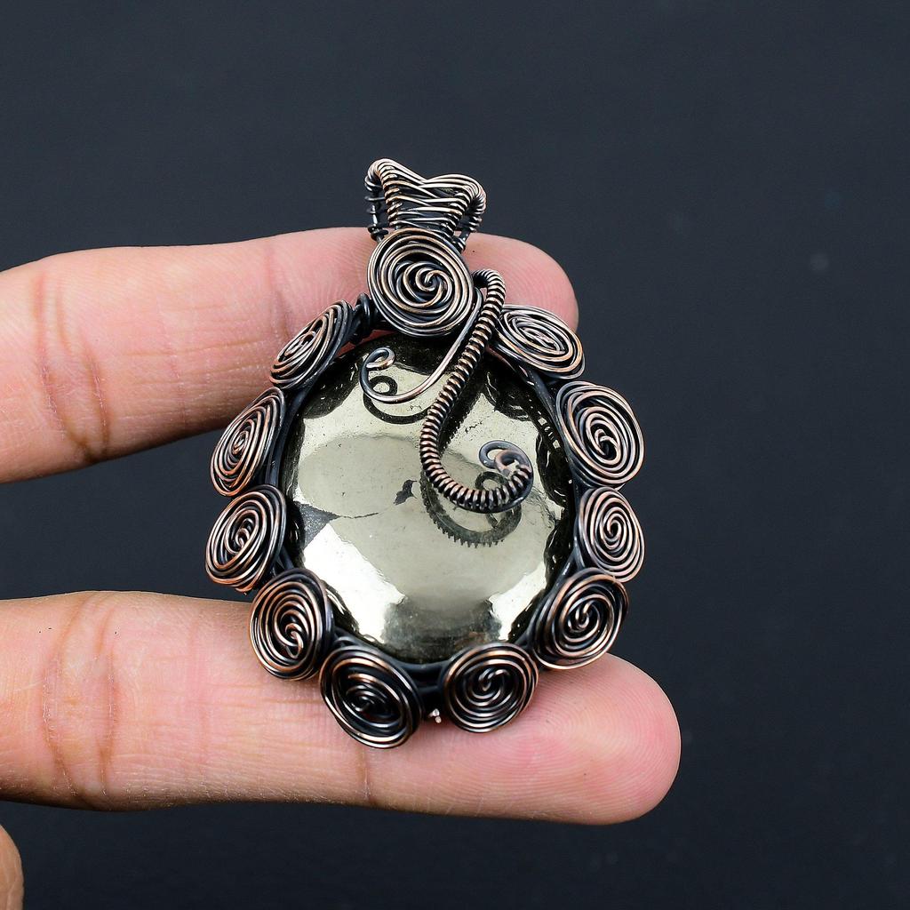 Ювелирные изделия золотого обруча медной проволоки драгоценного камня пирита апача Хандмаде привесные для подарка