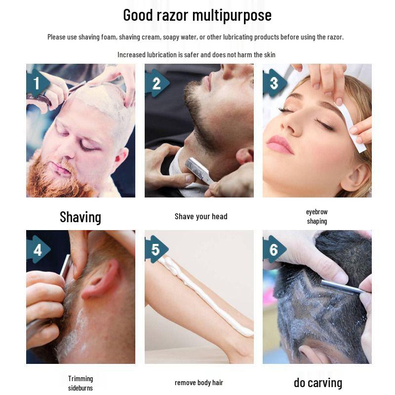 Classic Manual Razor for Men's and Women's Shaving – Hairdressing and Grooming Tool with Beard Blade Head