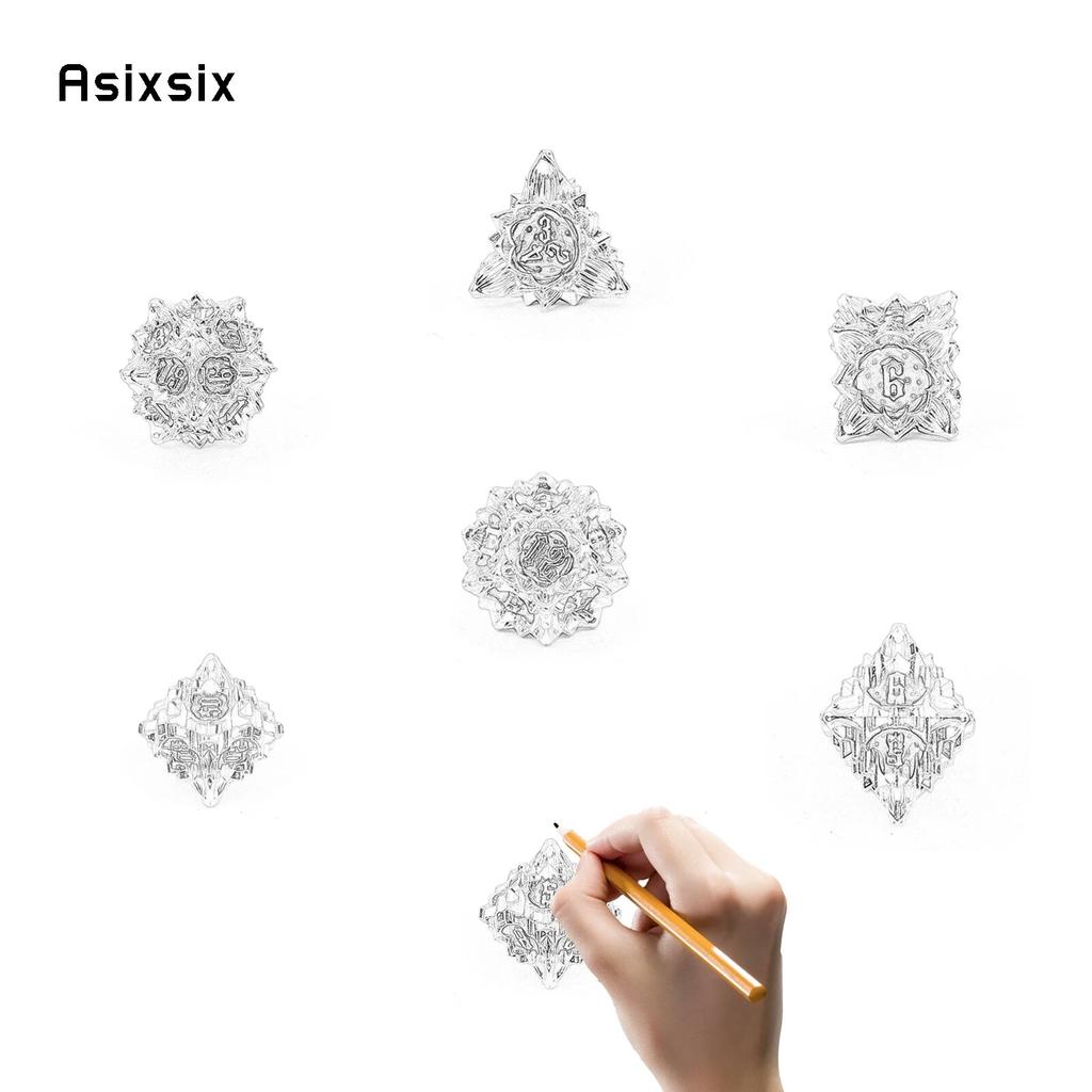 7 Pcs Copper Black Lotus Flower Metal Dice Solid Metal Polyhedral Dice Set Suitable for Role-Playing RPG Board Game Card Game