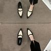 FHANCHU 2025 Spring Leather Loafers Shoes,Women Pumps,High Heels,Slip On,Pointed Toe,Front Zip,Black,White,Dropship