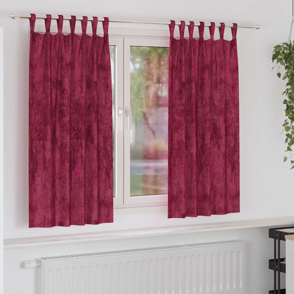 Velvet Curtains with Curtains 2 pcs Burgundy 175 x 140 cm Velvet