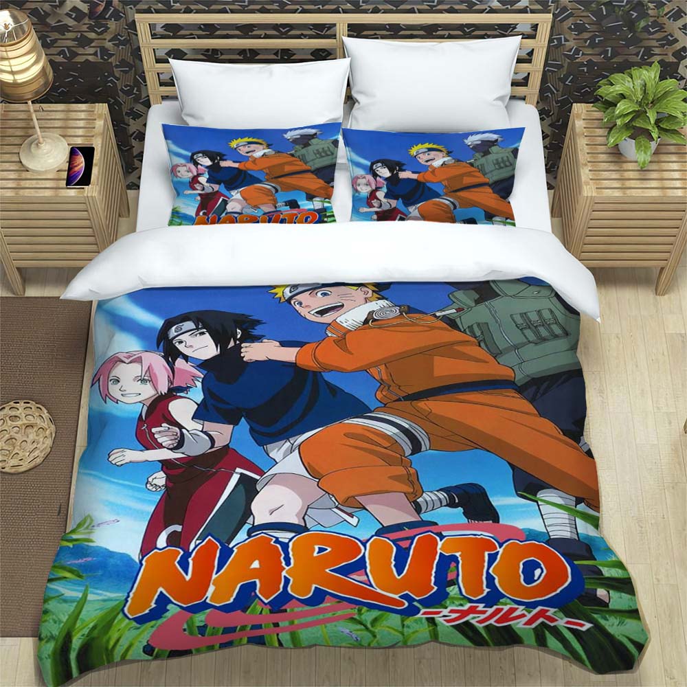 New 3D-Printed Cartoon Anime Uzumaki Naruto Bedding Set – Duvet Cover Set – A Luxurious Gift for Teens, Suitable for Double/Sing