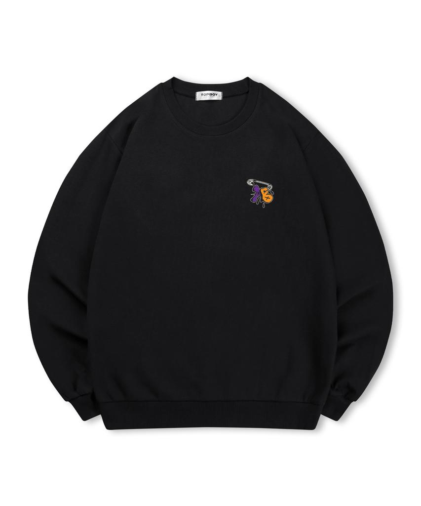 TOPBOY [Non-Fleece Or Fleece] Pin Logo Print Sweatshirt (Type A)