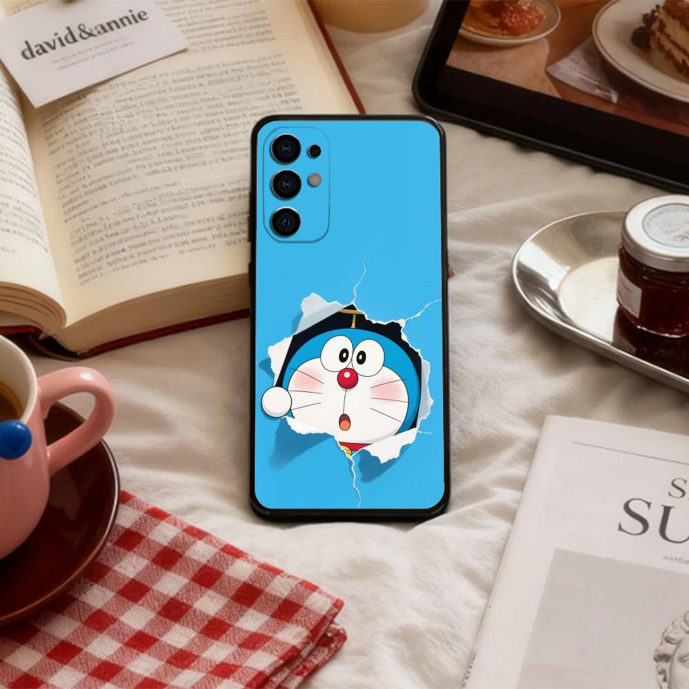 Cute Fat D-Doraemon Blue white Phone Case For Samsung S 25,24,23,22,30,21,10,9,Ultra,Plus,Lite,FE,4,5 G Soft Black Case