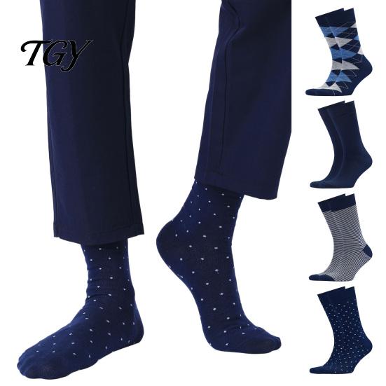 Large Size Men's Stockings Dress Socks, Comfortable Crew Sock, Solid, Striped, Argyle, Dotted Professional Office Socks for Men Long Business