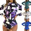 Women's Fashionable One-piece Long Sleeved Zippered Beach Surfing Elastic And  Swimsuit