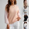 Women's Round Neck Color Block Patchwork Long Sleeve Knit Sweater Pullover Sweater
