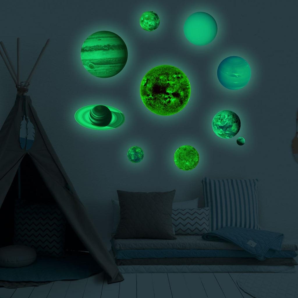 3D Planet Solar System Fluorescent Wall Stick Universe Planet Galaxy Children Room Luminous Wall Stickers