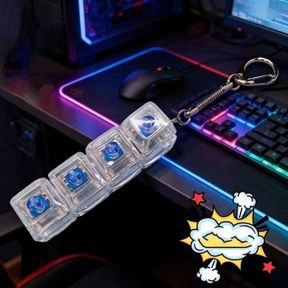 Luminous Fidget Keyboard with LED Funny Mechanical Keyboard Keychain Holiday Gift